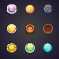 Set of round buttons different materials for the web design Royalty Free Stock Photo