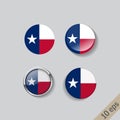 Set of round buttons with the image of Texas state flag on gray background with shadow Royalty Free Stock Photo