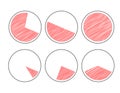 Set of round charts in doodle style. Hand drawn. Royalty Free Stock Photo