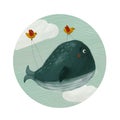 Set of round colored icons whale Royalty Free Stock Photo