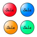 Set of round colorful sale tags. Vector graphics Royalty Free Stock Photo