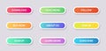 Set of round colorful web buttons with outline for internet store design. Royalty Free Stock Photo