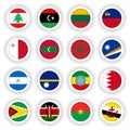 Set of round 3D buttons of national flags Royalty Free Stock Photo