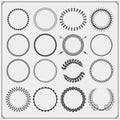 Set of round decorative patterns for banners, frameworks and vintage label designs.