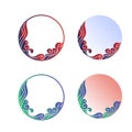 Set of round designs shaped as woman face, copy space