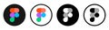 Set of round different Figma mobile app icons, isolated on transparent background, vector illustration. Figma is a