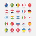 Set of Round Flags world vector icons. Most popular country flags in flat style with country names. USA, Canada, China Royalty Free Stock Photo