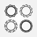 Set of round frames drawn by hand with a brush. Doodle, sketch, grunge.