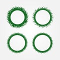 Set of round frames made of grass. Four isolated green frameworks.