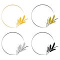 Set of round frames with spikelets. Template for the design of packaging of beer, bread, pastries, etc. Spikes of wheat, oats,