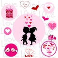 Set of round frames with Valentine elements