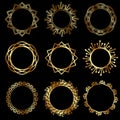 Set of round gold openwork frames