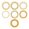 Set of round golden chain frames. Royalty Free Stock Photo