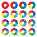 Set of round graphic pie charts icons. Segment of circle infogra Royalty Free Stock Photo