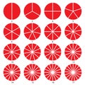 Set of round graphic pie charts icons. Segment of circle infogra Royalty Free Stock Photo