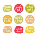 Set of round green labels with text gluten free Royalty Free Stock Photo