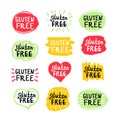 Set of round green labels with text gluten free Royalty Free Stock Photo