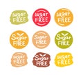 Set of round green labels with text sugar free