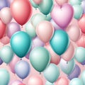Set of round helium balloons in soft pastel colors, Festive decorative element in realistic 3d design. Decor for Valentine\'s Day,
