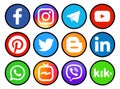 Set of round icons with black rim of social media Royalty Free Stock Photo