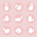 Set of round icons cats yoga . Cute cats doing yoga poses. Vector illustration