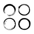 Set of round Ink stroke. Shape, frame, background isolated on white. Grunge splatter dirt, stain, spray, splash with Royalty Free Stock Photo