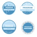 Set of round logos in environmental protection. Blue round emblems on a white background. Protection and purification of the sea Royalty Free Stock Photo