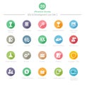 Set of Round Long Shadow SEO and Development icons Set 2