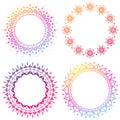 Set of round oriental mandala vector illustrations. Floral wreath ornament Royalty Free Stock Photo