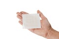 Set of round patches for acne on hand on white background. Facial cleansing cosmetology. Top view of acne patch for