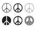 Set of round peace sign. Nuclear disarmament icons set