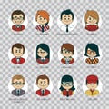 Set of round people icons your office team. Collection of professions in IT company. IT industry. Man, woman, boy, girl Royalty Free Stock Photo