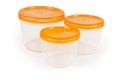 Set of round plastic food storage container for home use