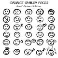 Set of round smileys in hand drawn style