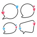 Set of round speech bubbles of different shapes with 3d pink and blue hearts Royalty Free Stock Photo