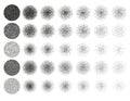 Set of 35 round stipple pattern for design. Tile spots Royalty Free Stock Photo