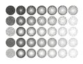 Set of 35 round stipple pattern for design. Tile spots Royalty Free Stock Photo