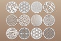 Set round template for cutting. Abstract line, geometric pattern. Laser cut. Set ratio 1:2. Vector illustration Royalty Free Stock Photo