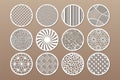 Set round template for cutting. Abstract line, geometric pattern. Laser cut. Set ratio 1:2. Vector illustration Royalty Free Stock Photo