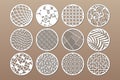 Set round template for cutting. Abstract line, geometric pattern. Laser cut. Set ratio 1:2. Vector illustration Royalty Free Stock Photo