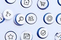 Set of round vector buttons with web icons. Royalty Free Stock Photo