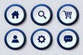 Set of round vector buttons with web icons. Royalty Free Stock Photo