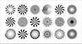 Set of round vector shapes, optical illusion funnels