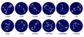 Set of round Zodiac signs, stars, constellations