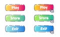 Set of rounded cartoon colorful buttons for games and kids internet store design. Royalty Free Stock Photo