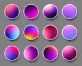 Set of rounded holographic gradient sphere buttons Royalty Free Stock Photo