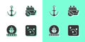 Set Route location, Anchor, Cruise ship and icon. Vector