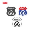 Set of route us 66 vector design isolated