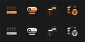 Set Router and wi-fi signal, Web camera, Voice assistant and Digital door lock icon. Vector
