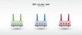 Set of routers of different colors. Wireless transmission of information Royalty Free Stock Photo